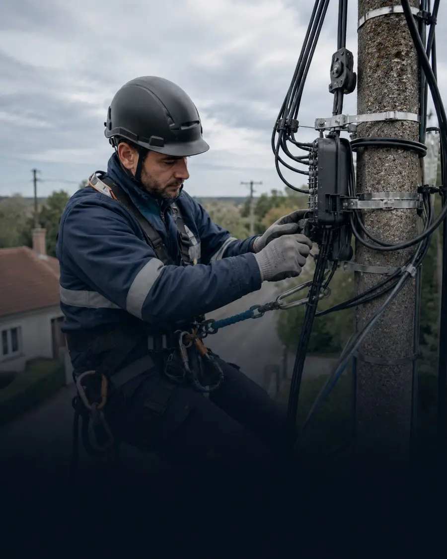Intervention sur une infrastructure télécom aérienne